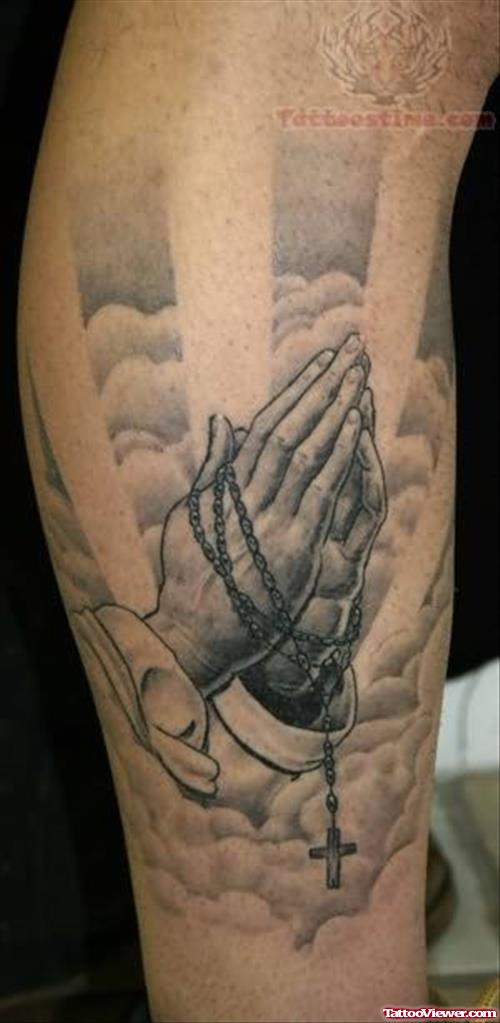 Black And White Rosary Tattoo