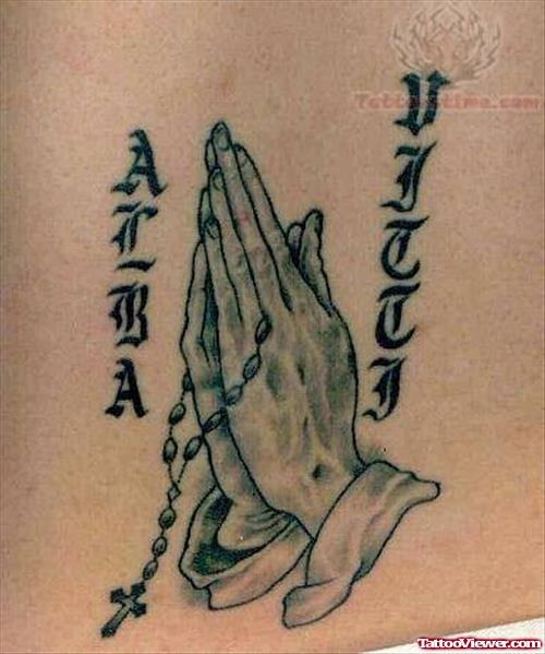 Folding Hands Rosary Tattoo