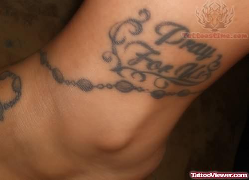 Rosary Pray Tattoo For Ankle