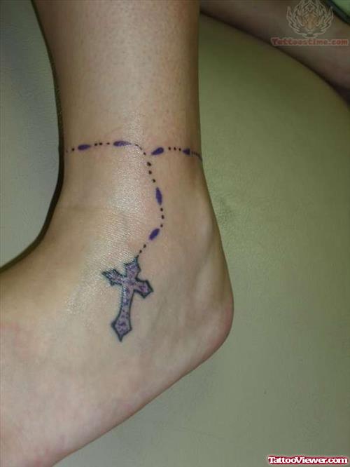 Rosary Cross Tattoos On Ankle