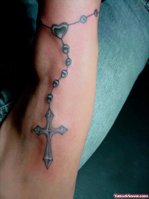 Rosary Tattoo Design on Foot