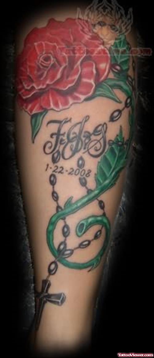 Red Rose Rosary Tattoo Picture