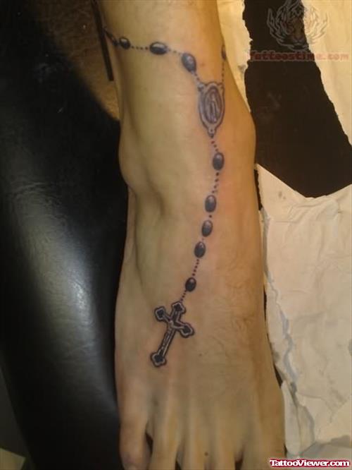 Rosary Tattoo For Foot