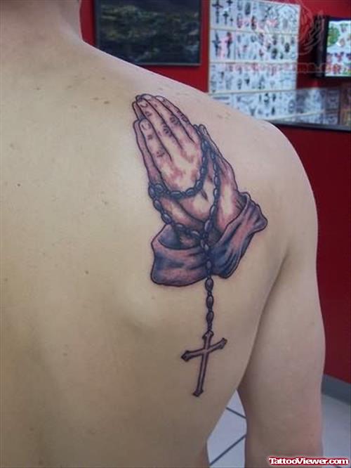 Back Shoulder Rosary Tattoos
