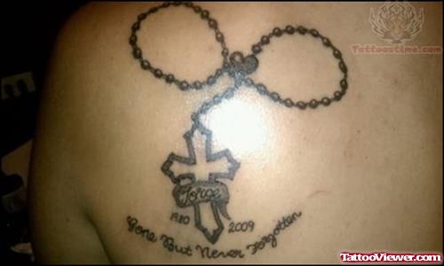 Rosary Back Shoulder Tattoo