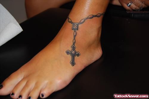 Another Rosary Tattoo On Ankle