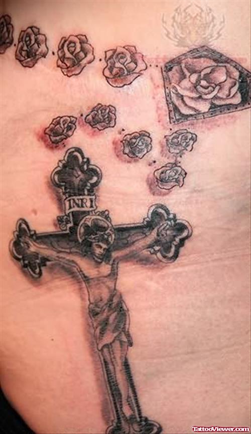 Rosary And Cross Tattoo