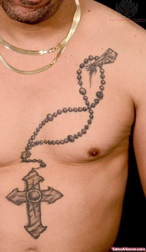 Big Cross Rosary Tattoo