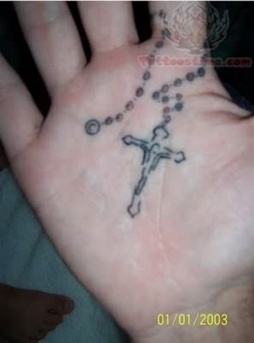 Rosary Tattoo On Palm