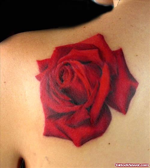 Red Rose On A Shoulder Tattoo
