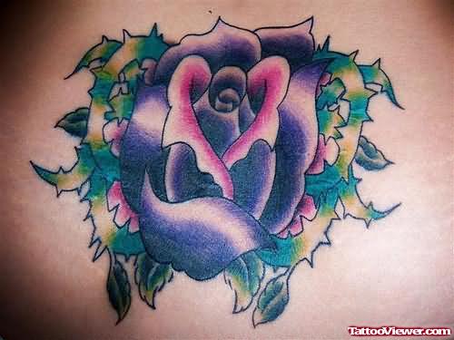 Purple Rose Tattoo On Back