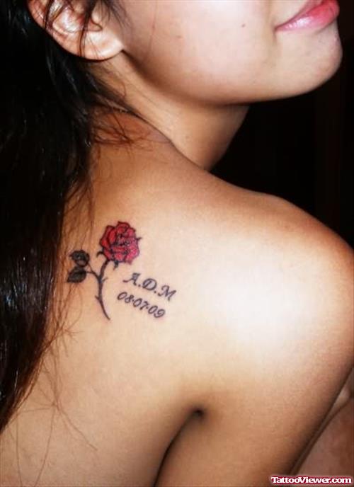 Rose Tattoo On Girl Shoulder
