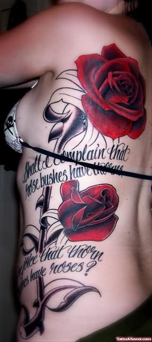 Large Rose Tattoo On Side