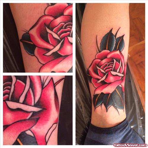 red rose with petals tattoo