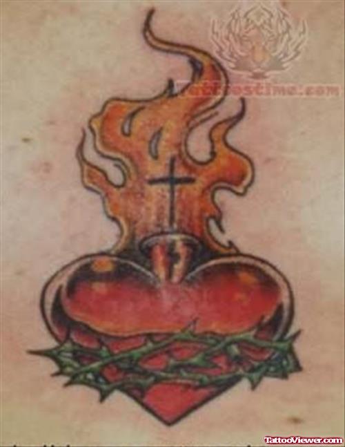 Sacred Heart Closeup Tattoo Image
