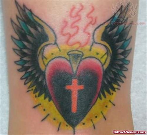 Winged Sacred Heart Tattoos