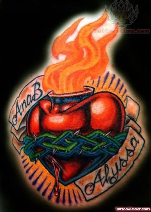 Sacred Heart Finished Tattoo