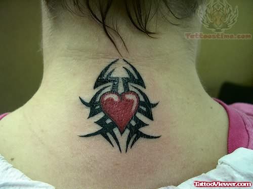 Back Neck Sacred Heart Tattoo