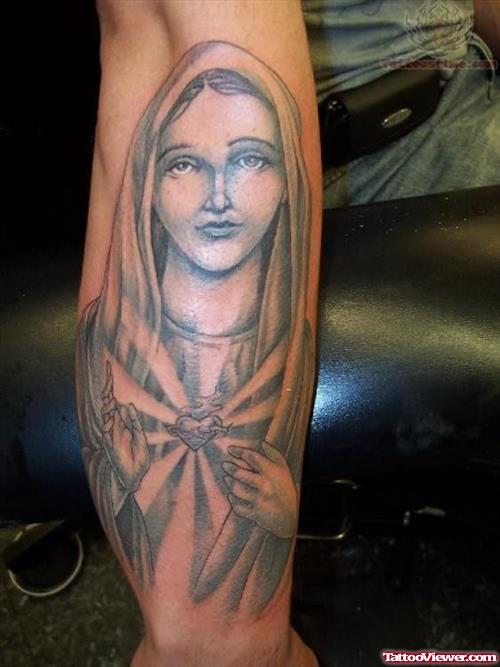 Mary Sacred Heart Tattoo On Arm