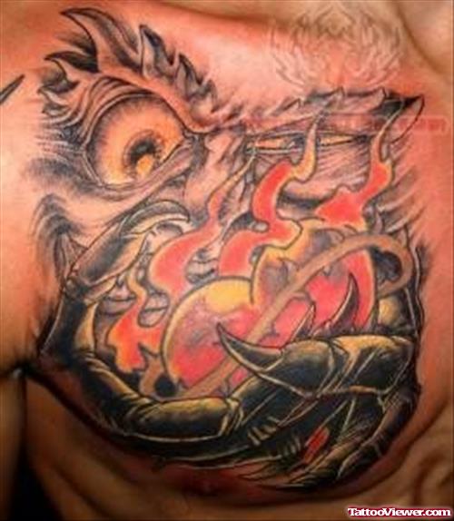 Sacred Heart Amazing Tattoo On Chest