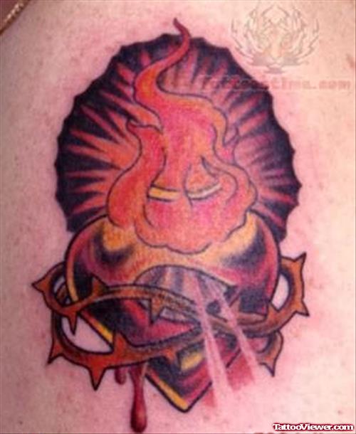 Sacred Heart Burning Tattoo