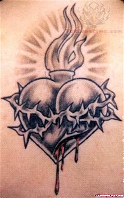 Sacred Heart Flaming Tattoo Image