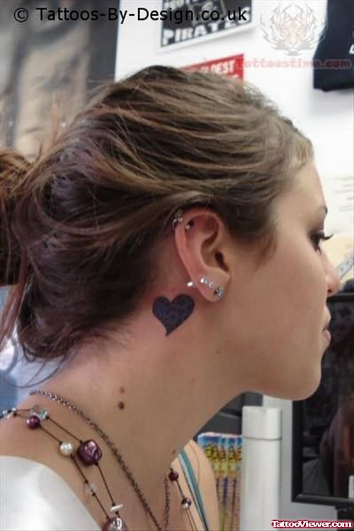 Small Heart Tattoo On Neck