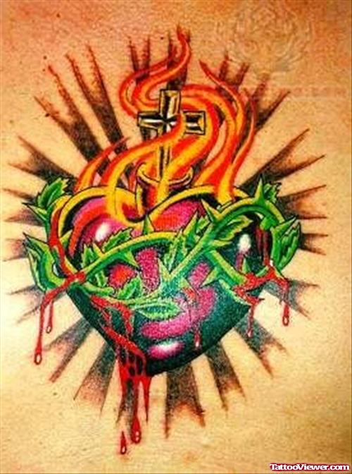 Sacred Heart Tattoo Style