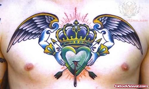 Sacred Heart Tattoo On Chest