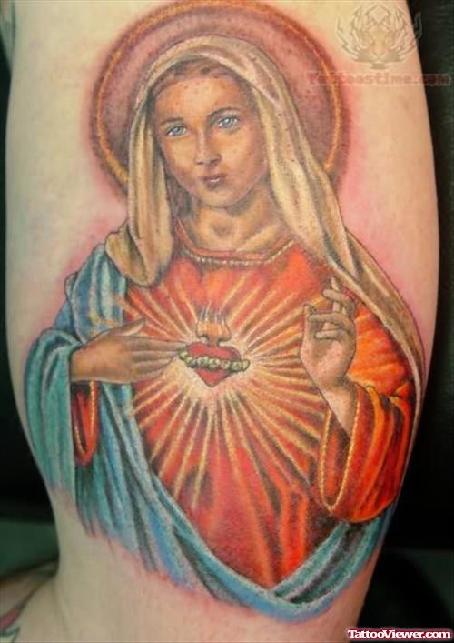 Virgin Mary Sacred Heart Tattoo