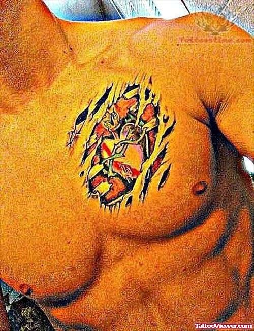 Sacred Heart Tattoo For Chest