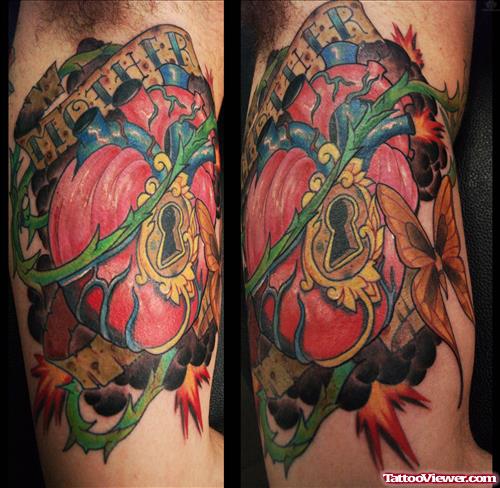 Colorful Sacred Heart Tattoo Picture