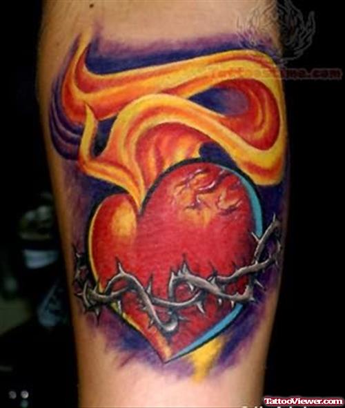 Sacred Heart Colorful Tattoos