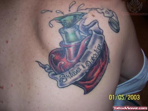 Sacred Heart Tattoo On Back  Shoulders