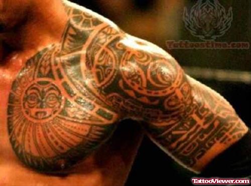 Aztec Samoan Tattoo On Chest