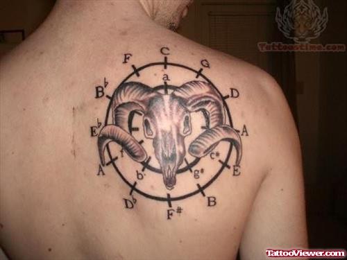 Satan Skull Tattoo On Back Shoulder
