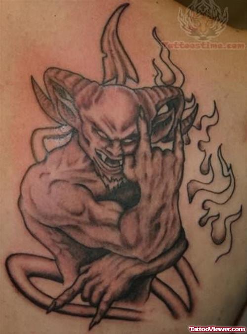 Satan Flaming Tattoo