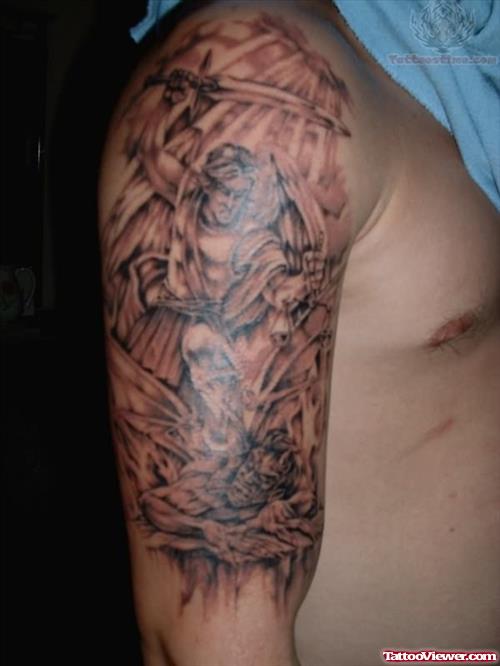 Satan Tattoo On Shoulder