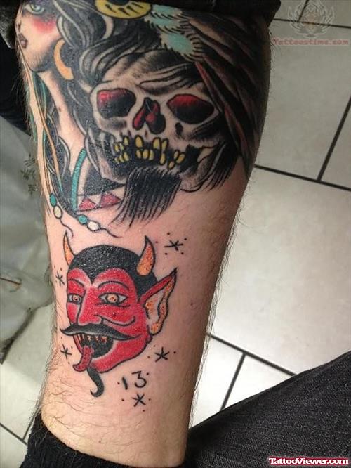 Satan Tattoo On Ankle
