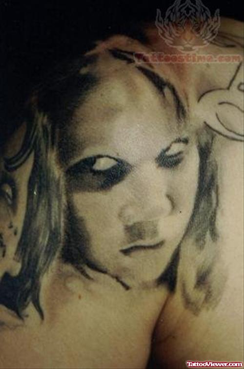 Scary Girl Face Tattoo