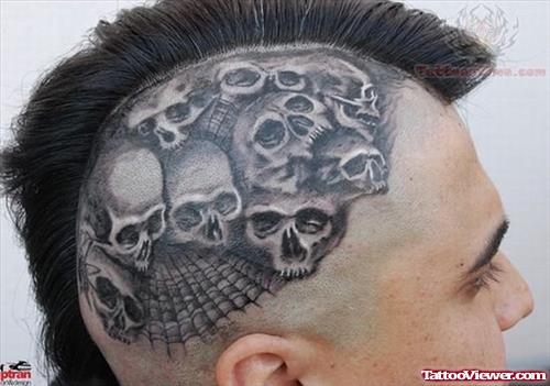 Scary Skulls Tattoos On Head
