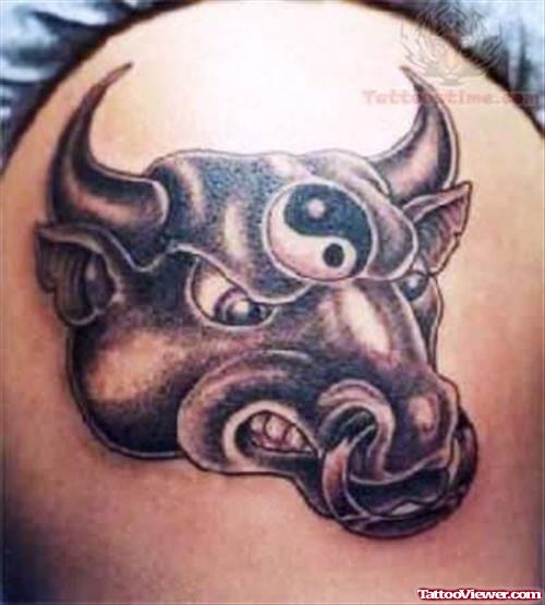 Yin Yang Taurus Tattoo On Shoulder