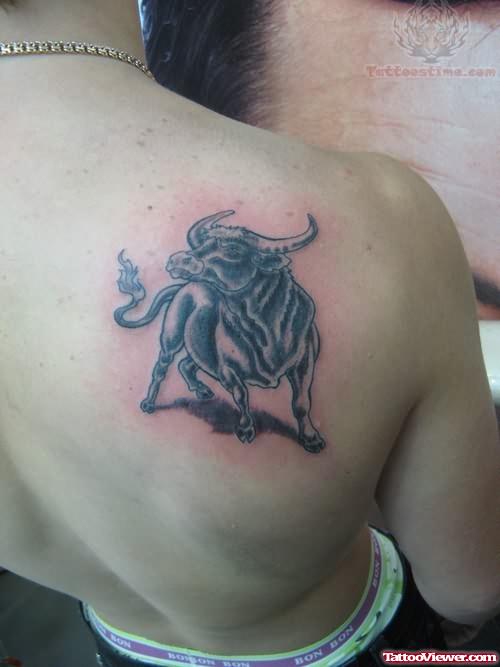 Taurus Tattoo On Back Shoulder
