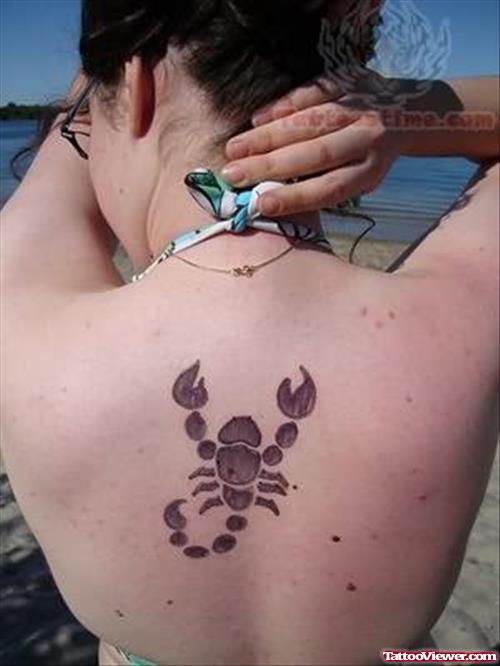 Scorpio Tattoo On Back Body