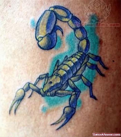 Scorpion Blue Ink Tattoo