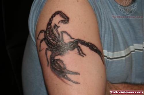Scorpion Black Tattoo On Bicep