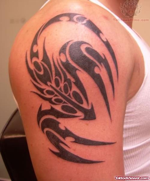 Tribal Scorpion Tattoo For Shoulder