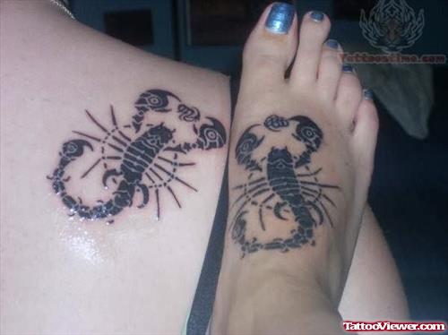 Friends Showing Scorpio Tattoo Design