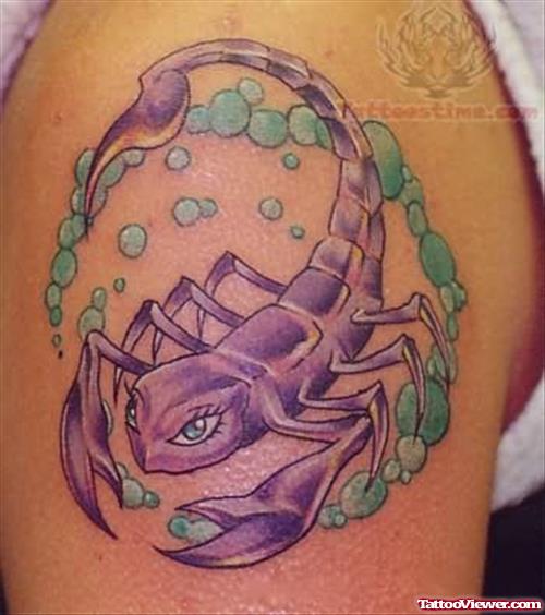 Purple Ink Scorpion Tattoo