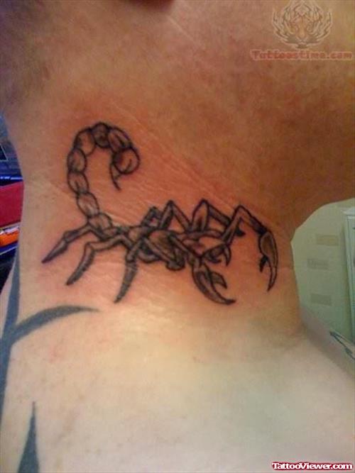 Scorpion Tattoo On Boy Neck